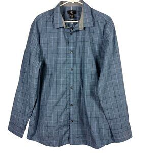 Calvin Klein Mens Infinite Cool Plaid Long Sleeve Button-Down Shirt Size L Blue